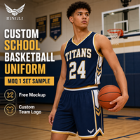 Seragam Basket Sekolah Custom, Jersey & Celana Pendek, Sablon Logo Tim Dewasa, 100% Polyester, Bernapas, MOQ 1, Supplier Pabrik, Cepat