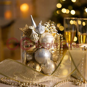 EAGLEGIFTS Fabricante Suministra <span class=keywords><strong>Adornos</strong></span> Navideños <span class=keywords><strong>de</strong></span> Lujo en Oro Blanco, Juego <span class=keywords><strong>de</strong></span> Bolas para Árbol <span class=keywords><strong>de</strong></span> <span class=keywords><strong>Navidad</strong></span>, Caja con Forma <span class=keywords><strong>de</strong></span> Casa, Decoraciones Navideñas - Product Image 6