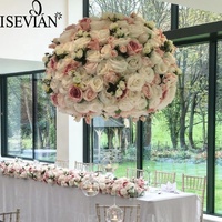 ISEVIAN Creme künstliche Rose Blume Ball Dekoration maßge schneiderte Seide Blume Herzstück für Hochzeits dekoration