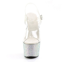 Chaussures de danse exotique pour la pole dance, les boîtes de nuit et les bars, talons fins classiques à bout ouvert de 7 pouces, effet pop flash, talons fins