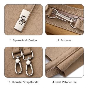 Sac seau structuré Asuwish Quiet Luxury en <span class=keywords><strong>cuir</strong></span> pleine fleur pour femme, sac à main de créateur léger avec fermeture éclair, imperméable, Guangzhou - Product Image 6