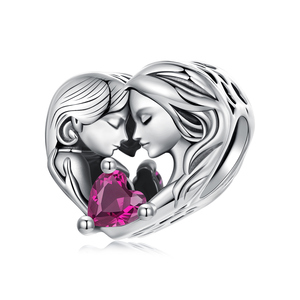 Colgante de Corazón Plateado para Parejas con Circonita Rosa, Joyería Romántica, Regalo Unisex - Product Image 1