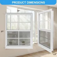 Ventana de marco negro de una sola hoja, montada a ras, ideal para casas modulares y estructuras horizontales de jardín.