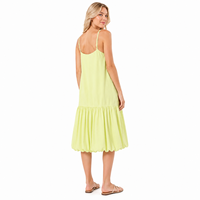 Robe longue jaune clair sans manches à fines bretelles pour femme - Découpes au dos et ourlet à volants - Vêtements personnalisés - Faible MOQ - Fabrication en usine