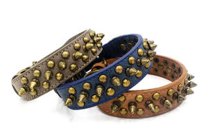 Kingtale Groothandel Op Maat Gemaakte Lederen Hondenhalsband Met Klinknagel Duurzame Halsband Voor Grote Honden - Product Image 5