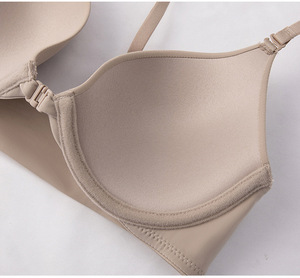 Vente en gros couleur unie sans motif soutien-gorge à boucle avant gros seins spectacle petit avec anneau en acier soutien-gorge ultra-mince EFGHI Cup pour femmes - Product Image 3