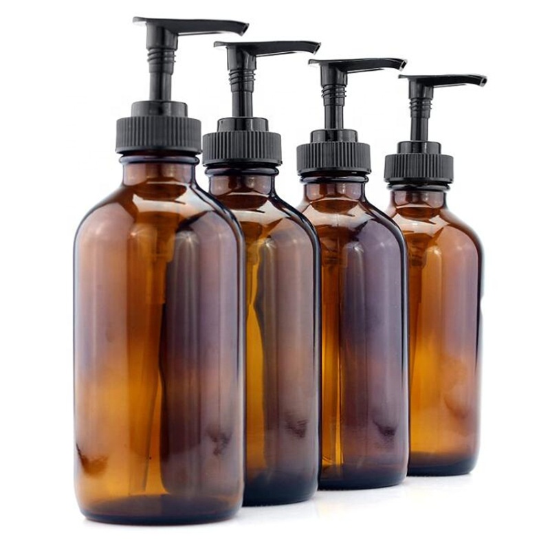 Бостонская круглая бутылка из янтарного стекла объемом 16 унций для дезинфицирующего лосьона