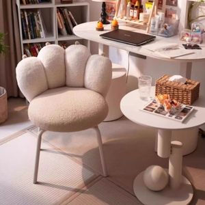 Chaise de maquillage moderne, tabouret de coiffeuse en tissu rotatif, couleur crème clair, pour chambre à coucher et usage domestique - Product Image 3
