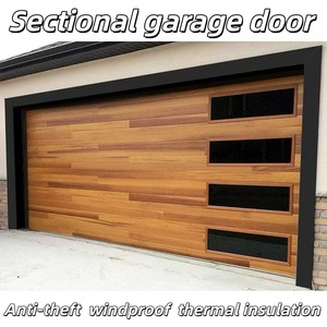 Porta da Garage Sezionale Scorrevole in Stile Moderno, Porta da Garage per Villa con Isolamento, in Acciaio Zincato con <span class=keywords><strong>Finestre</strong></span> - Product Image 1