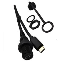 0.3M USB 2.0 Type-C Mâle Femelle AUX Montage sur panneau encastré Câble d'extension étanche Charge rapide Ordinateur conducteur en cuivre pur