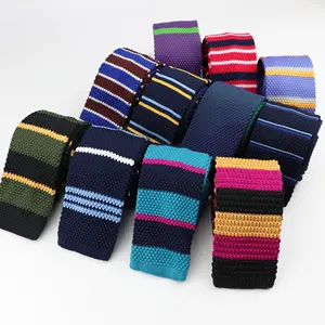 Erkek örme eğlence çizgili kravatlar moda 5.5cm genişlik dar ince boyun kravat erkekler için sıska dokuma tasarımcı kravat örgü kravat
