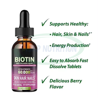 Ausreson Marque Privée Plus Biotine Collagène Kératine Huile NAD Liquide Vitamines et Suppléments pour la Croissance Capillaire Gouttes Liquides de Biotine Pure