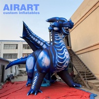 Modelo de Dragón Gris Inflable de Gran Tamaño para Decoración de Fiestas Musicales, Globo Inflable de Dragón Volador Grande