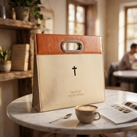 Sac de rangement multifonctionnel portable en feutre épais avec poignée métallique, en PU gaufré croisé, couleur personnalisée, OEM ODM