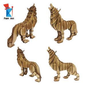 Vente en gros d'emballages personnalisés Fournitures d'enseignement Bricolage Assemblage d'animaux STEAM Décoration découpée au laser Casse-tête en bois 3D Modèle de loup - Product Image 6