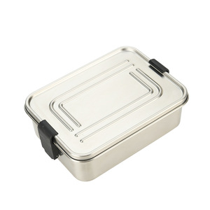 Boîte à lunch rectangulaire en acier inoxydable 304, récipient hermétique pour aliments, pour le camping en plein air, portable, monocouche - Product Image 5