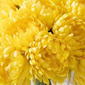 Nouvel Arrivage – Fleurs Artificielles en Soie Chrysanthème <span class=keywords><strong>Jaune</strong></span> Faites à la Main sur Mesure avec Vase en Verre pour Décoration Intérieure – Achat en Gros - Product Image 5