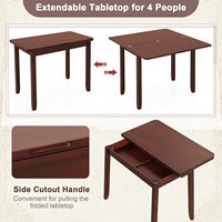 Table à manger extensible et pliable avec compartiment de rangement, design moderne du milieu du siècle, matériau en bois, pieds en bois de caoutchouc