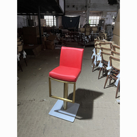 Chaise de bar moderne et élégante, écologique, réglable en hauteur, dossier en cuir rouge, repose-pieds en acier inoxydable, salle à manger, restaurant