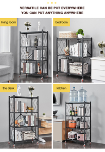 Étagère de rangement pliante en métal, pièces, avec roues, organisateur de cuisine/produits de salle de bains, étagère à fil pour vêtements - Product Image 4