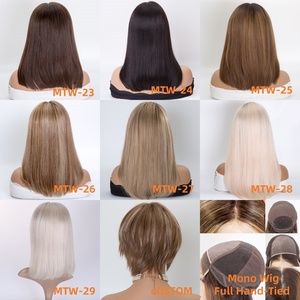 Peluca de Cabello Humano 100% Hecha a Mano, Rubio Ceniza Balayage, Frente de Encaje con Parte Superior de Monofilamento, 12 Pulgadas, Doble Trama, Larga y Lisa - Product Image 6