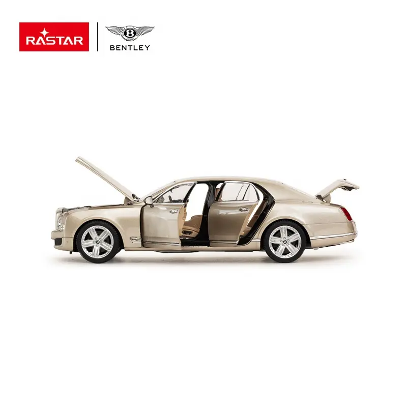 Miniature RASTAR 1/18 Bentley Mulsanne 2010, Beige Métal, Tous Ouvrants, Neuve En Boîte