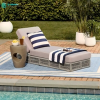 Chaise longue de jardin élégante en corde tressée avec structure en aluminium pour l'extérieur, idéale pour les hôtels et les complexes hôteliers