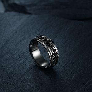 Anillo de cadena de acero de titanio para hombre, diseño giratorio, estilo Hip Hop, joyería para el dedo índice - Product Image 3
