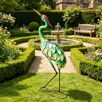 Statue en métal délicate en forme de grue à plumes, hirondelle métallique pour décoration de jardin et de patio extérieur