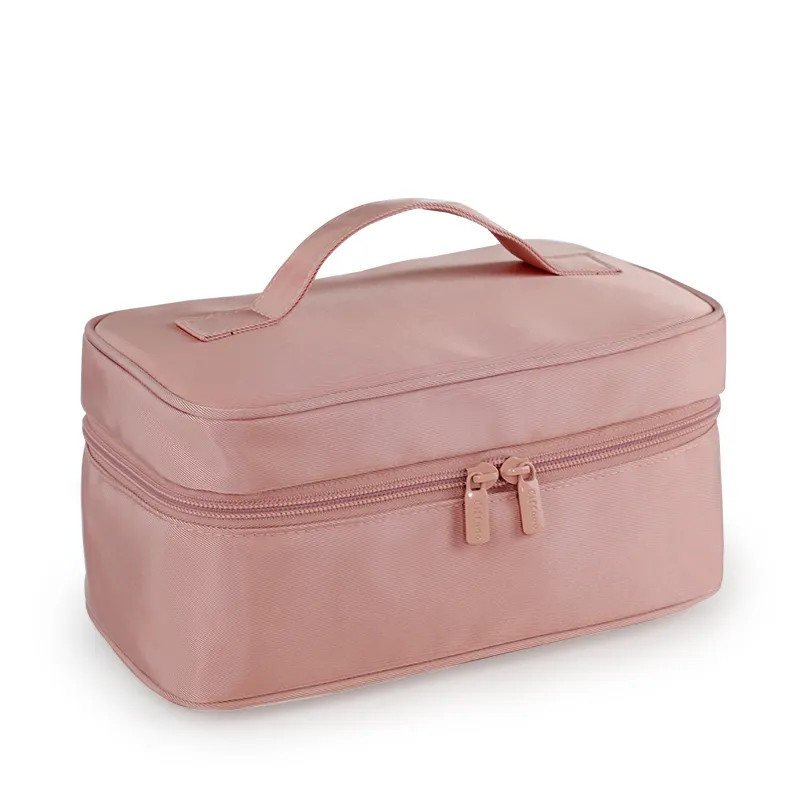 Logotipo personalizado para moças, bolsa rosa de náilon à prova d'água com bolsa, para cosméticos, de alta qualidade, 2023