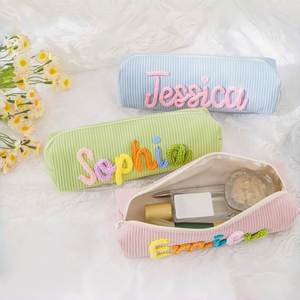 Cosmetic <b>Bag</b> Women, Woven Name Makeup Brush Pouch for Wedding Favors, Custom Travel Toiletry Organizer Case - Product Image 2
