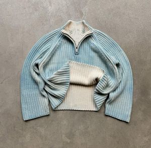 Áo len nam cổ nửa khóa kéo, kiểu dáng vintage, chất liệu dệt kim gân, xử lý acid wash, thiết kế logo tùy chỉnh từ nhà sản xuất đồ dệt kim. - Product Image 3