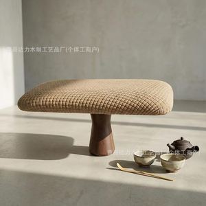 <b>Wooden</b> Single Leg Meditation <b>Stool</b> With Thick Cotton Cushion Modern Home Sitting <b>Stool</b> Durable Living Room Furniture - Product Image 1
