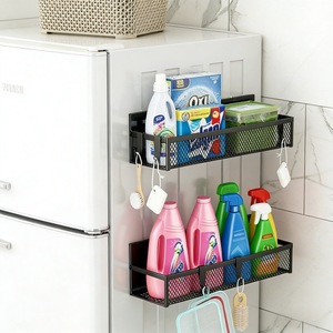 Étagère magnétique de rangement pour réfrigérateur et lave-linge, 4 niveaux, noire, organisateur de cuisine suspendu pour les essentiels du réfrigérateur - Product Image 1