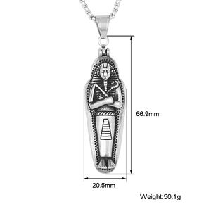 빈티지 오픈 관 이집트 미라 펜던트 목걸이 스테인레스 스틸 파라오 펜던트 목걸이 - Product Image 2