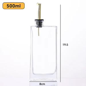 Dispensador de aceite de oliva de vidrio moderno de 500ml con vertedor de acero inoxidable para uso en la cocina Contenedor de alimentos para salsa de soja y especias - Product Image 2