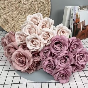 ช่อดอกกุหลาบผ้าไหมเทียม DKB ขนาด 25 ซม. สีชมพูอมเทา สำหรับตกแต่งงานแต่งงาน งานเลี้ยงที่บ้าน - Product Image 4
