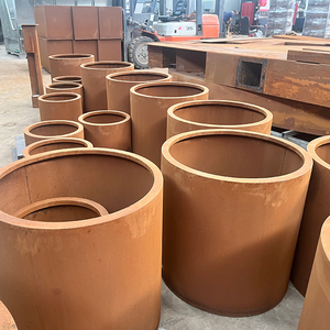 Jardinière ronde en acier corten, pot de fleur en acier résistant aux intempéries <span class=keywords><strong>avec</strong></span> texture rouillée naturelle. - Product Image 2