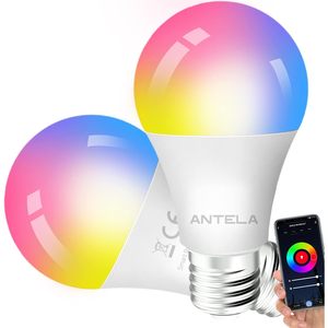 แอนเทล่า สมาร์ทหลอดไฟ LED E27 9W RGB ควบคุมผ่านแอพ Wi-Fi Alexa Google Home AC แรงดันไฟฟ้าสากล ติดเพดาน 2 แพ็ค - Product Image 1