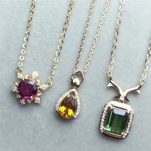 SGARIT เครื่องประดับอัญมณีชั้นดี จี้ทองคำขาว 14k/18k แบบสั่งทำพิเศษ ประดับด้วยทัวร์มาลีนธรรมชาติ สร้อยคอจี้สำหรับผู้หญิง - Product Image 3