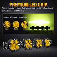 Barre lumineuse LED tout-terrain connectable, 4 têtes LED, IP67, étanche à la poussière, antichoc, aluminium aéronautique, jaune, 120W, montage sur toit, 4x4