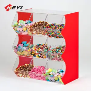 Benutzer definierte klare Acryl 9 Fächer Candy Regale Counter Top Display / Sweet Display Counter