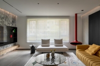Ensemble de meubles de salon design italien moderne, canapé et fauteuil en tissu sur mesure haut de gamme pour une décoration de maison de luxe