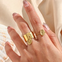 Dreams how verstellbare breite gravierte Rose Charm Ring Set vergoldete dünne Ringe Schmuck Frauen