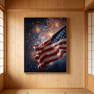LED Light up American Flag Canvas <strong>Wall</strong> Art Patriotic USA Flag with Fireworks Print Framed LED <strong>Wall</strong> Decor for 4th of July - Product Image 2