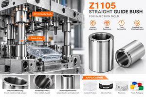 Jinjie Buje Guía Recto de Acero Inoxidable de Alta Precisión para Moldeo por Inyección, Alineación de Moldes de Plástico y Metal Sinterizado, Deslizador Duradero - Product Image 1
