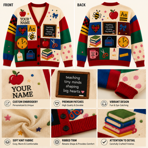 Cárdigan Personalizado para Profesoras, Cárdigan con Cuello en V, Suéter de Punto con Botones y Nombre Personalizado, Proveedor OEM ODM para Mujeres - Product Image 3