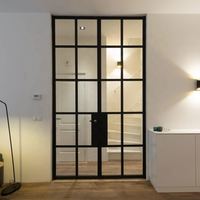 Puertas y ventanas externas de acero sólido de estilo Crittal Puerta de vidrio arqueada Diseño personalizado Puerta francesa de acero