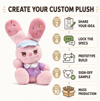 Peluche Lapin Crème Glacée Rose Personnalisée en Coton PP et Polyester Brodé, Tissu Ultra Doux Anti-Stress, Vente Directe Usine OEM ODM