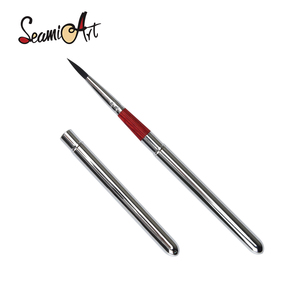 SeamiArt 1pc Pinceau de voyage portable en nylon, manche court argenté, pour <span class=keywords><strong>aquarelle</strong></span>, détail, rond, fin - Product Image 1